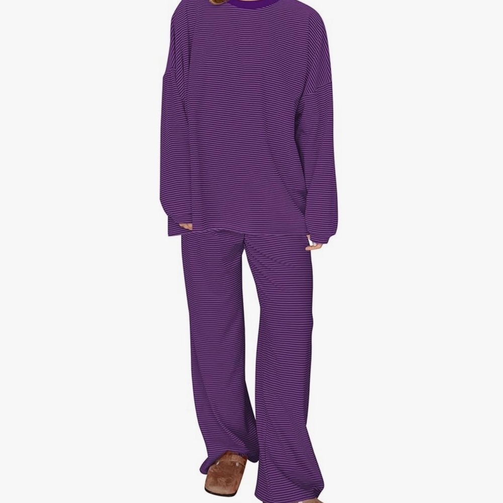 Purple Striped Lounge Set